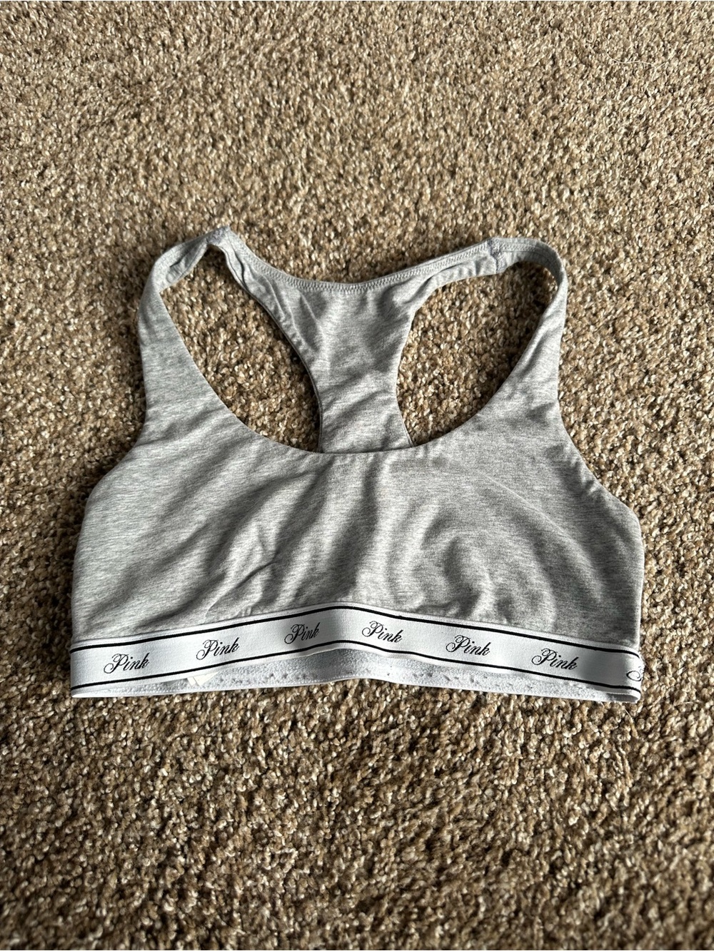 PINK Victoria's Secret Heather Gray Racerback Sports Bra